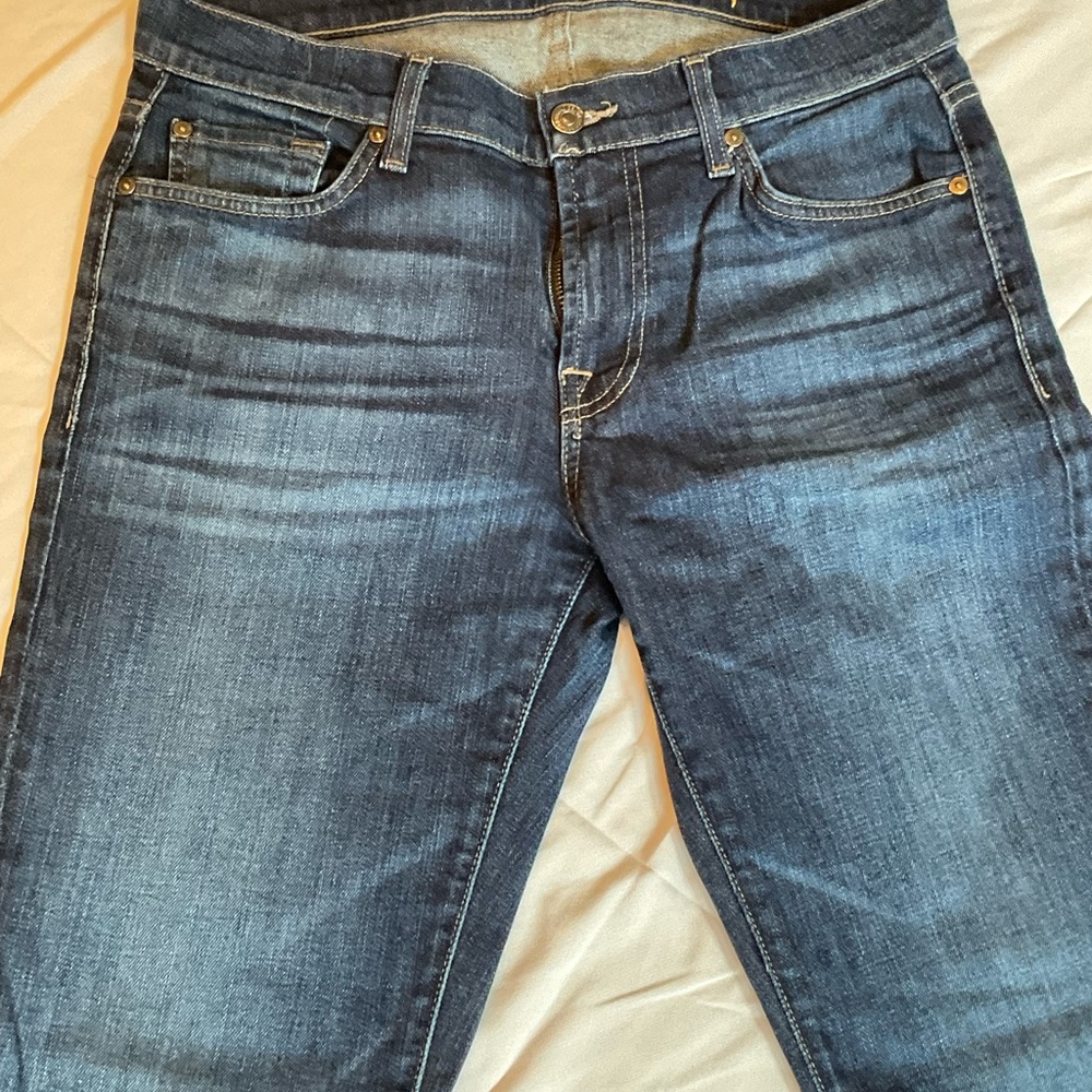 7 For All Mankind Men's Dark Blue Straight Jeans